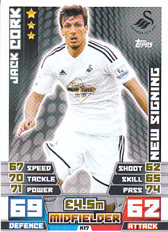 Jack Cork Swansea City 2014/15 Topps Match Attax New Signing #N17